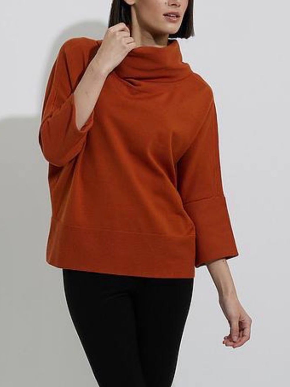Joseph Ribkoff Rust Orange Cowl-Neck Sweater Size Small